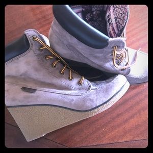 Super cute suede wedge booties